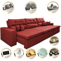 Sofá Cairo 3,82m Retrátil, Reclinável Tecido Suede Vermelho - 3
