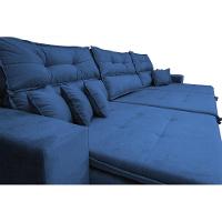 Sofá Cairo 4,12m Retrátil, Reclinável Tecido Suede Azul