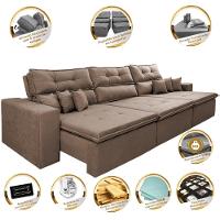 Sofá Cairo 3,82m Retrátil, Reclinável Tecido Suede Castor - 3