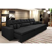 Sofá Cairo 3,82m Retrátil, Reclinável Tecido Suede Preto - 1