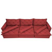 Sofá Lisboa 3,52m Retrátil, Reclinável, Molas no Assento e Almofadas Lombar Tecido Suede Vermelho