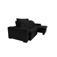Sofá Lisboa 2,32m Retrátil, Reclinável com Molas no Assento Tecido Suede Velusoft Preto - Cama InBox - 7
