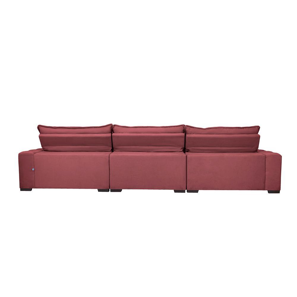 Sofá Lisboa 3,52m Retrátil, Reclinável com Molas no Assento e Almofadas Lombar Tecido Suede Vinho - 6