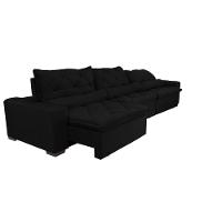 Sofá Lisboa 3,52m Retrátil, Reclinável com Molas no Assento e Almofadas Lombar Tecido Suede Preto - 7