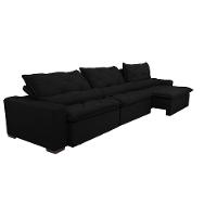 Sofá Lisboa 3,52m Retrátil, Reclinável com Molas no Assento e Almofadas Lombar Tecido Suede Preto - 8