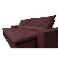 Sofá Lisboa 2,92m Retrátil, Reclinável com Molas no Assento Tecido Suede Velusoft Vinho - Cama InBox