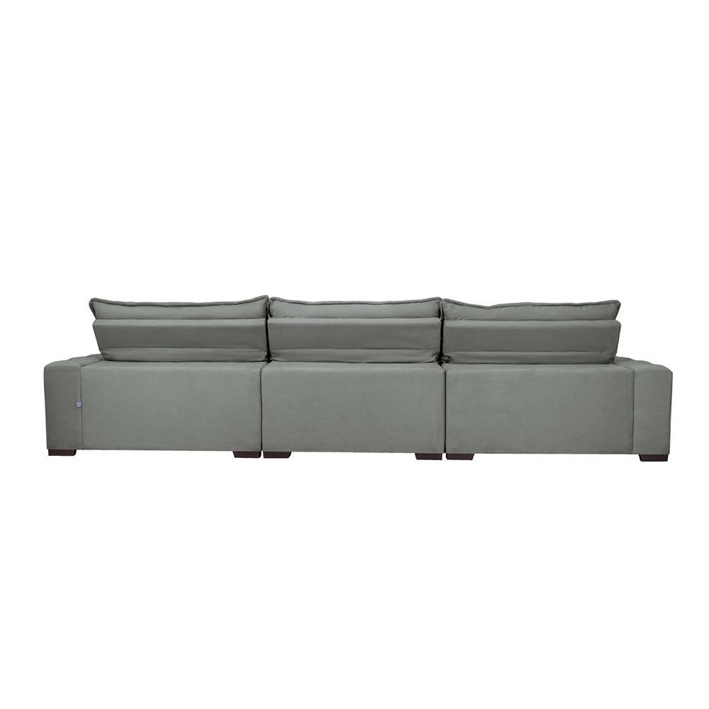 Sofá Lisboa 3,52m Retrátil, Reclinável com Molas no Assento e Almofadas Lombar Tecido Suede Grafite - 6