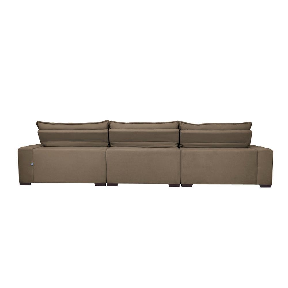 Sofá Lisboa 3,52m Retrátil, Reclinável com Molas no Assento e Almofadas Lombar Tecido Suede Café - 6