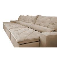 Sofá Lisboa 3,52m Retrátil, Reclinável com Molas no Assento e Almofadas Lombar Tecido Suede Castor