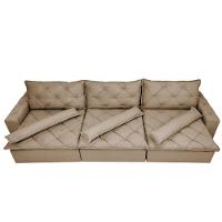 Sofá Lisboa 3,52m Retrátil, Reclinável com Molas no Assento e Almofadas Lombar Tecido Suede Castor - 5