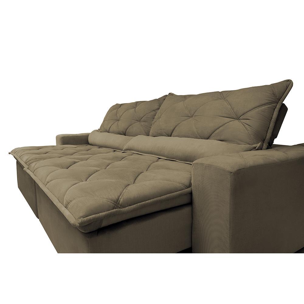 Sofá Lisboa 2,32m Retrátil, Reclinável com Molas no Assento Tecido Suede Velusoft Castor - 4