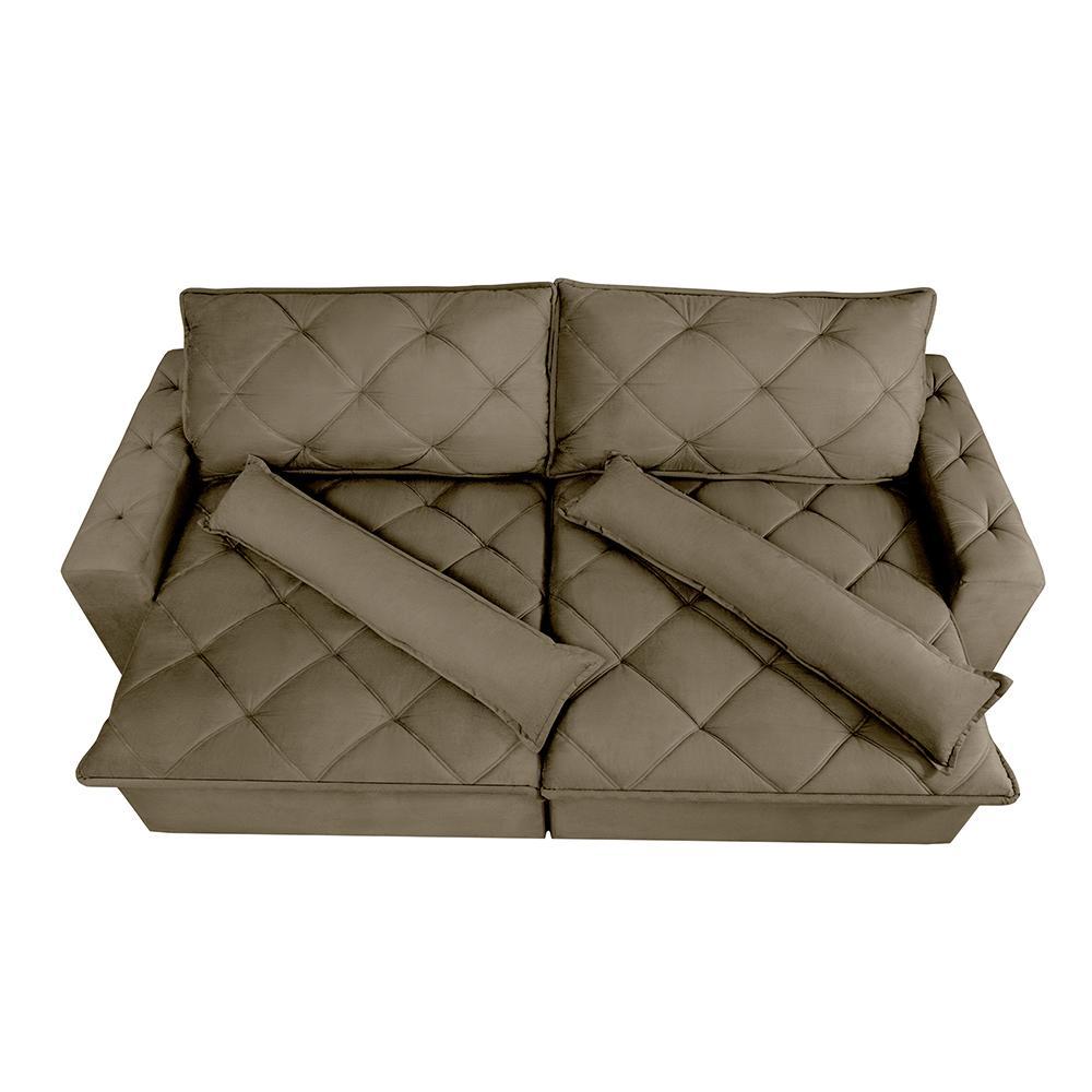 Sofá Lisboa 2,32m Retrátil, Reclinável com Molas no Assento Tecido Suede Velusoft Castor - 5