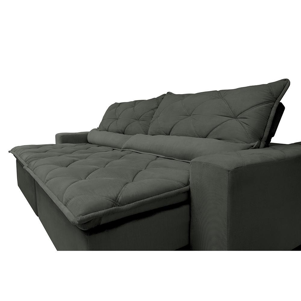 Sofá Lisboa 2,32m Retrátil, Reclinável com Molas no Assento Tecido Suede Velusoft Grafite - 4