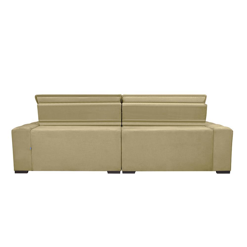 Sofá Lisboa 2,92m Retrátil, Reclinável com Molas no Assento Tecido Suede Velusoft Bege - Cama InBox - 6