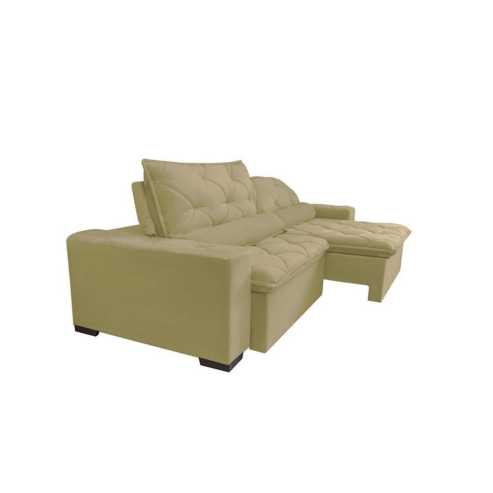 Sofá Lisboa 2,92m Retrátil, Reclinável com Molas no Assento Tecido Suede Velusoft Bege - Cama InBox - 8