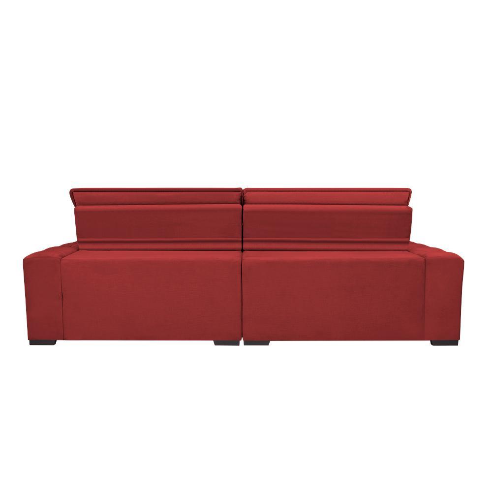 Sofá Lisboa 2,12m Retrátil, Reclinável, Molas no Assento Tecido Suede Velusoft Vermelho - Cama InBox - 6