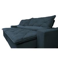 Sofá Lisboa 2,32m Retrátil, Reclinável com Molas no Assento Tecido Suede Velusoft Azul - Cama InBox