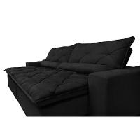 Sofá Lisboa 2,12m Retrátil, Reclinável com Molas no Assento Tecido Suede Velusoft Preto - Cama InBox