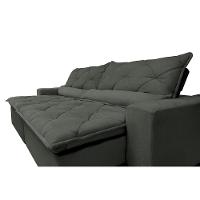 Sofá Lisboa 2,12m Retrátil, Reclinável com Molas no Assento Tecido Suede Velusoft Grafite - Cama InBox