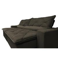 Sofá Lisboa 3,12m Retrátil, Reclinável com Molas no Assento Tecido Suede Velusoft Café - Cama InBox