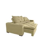 Sofá Lisboa 3,12m Retrátil, Reclinável com Molas no Assento Tecido Suede Velusoft Bege - Cama InBox - 7