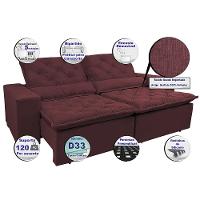 Sofá Lisboa 2,52m Retrátil, Reclinável com Molas no Assento Tecido Suede Velusoft Vinho - Cama InBox - 3