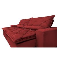 Sofá Lisboa 2,52m Retrátil, Reclinável, Molas no Assento Tecido Suede Velusoft Vermelho - Cama InBox