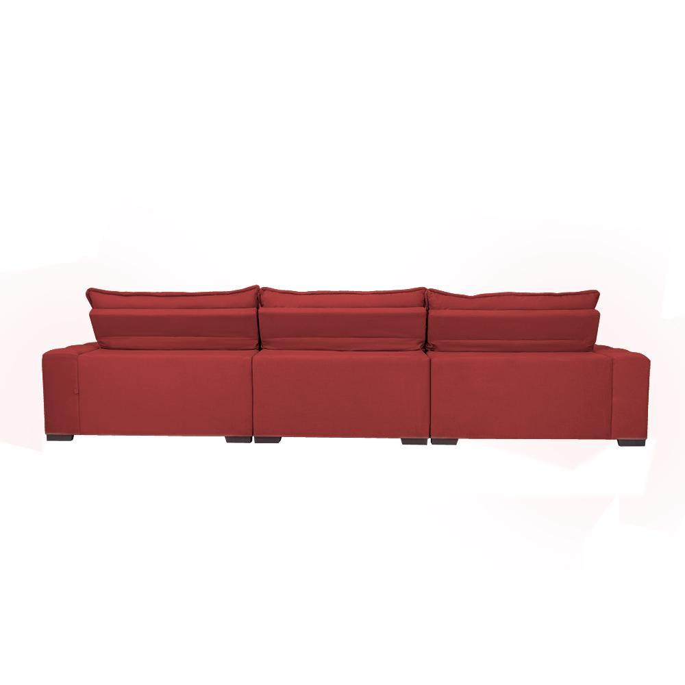 Sofá Lisboa 4,12m Retrátil, Reclinável, Molas no Assento e Almofadas Lombar Tecido Suede Vermelho - 6