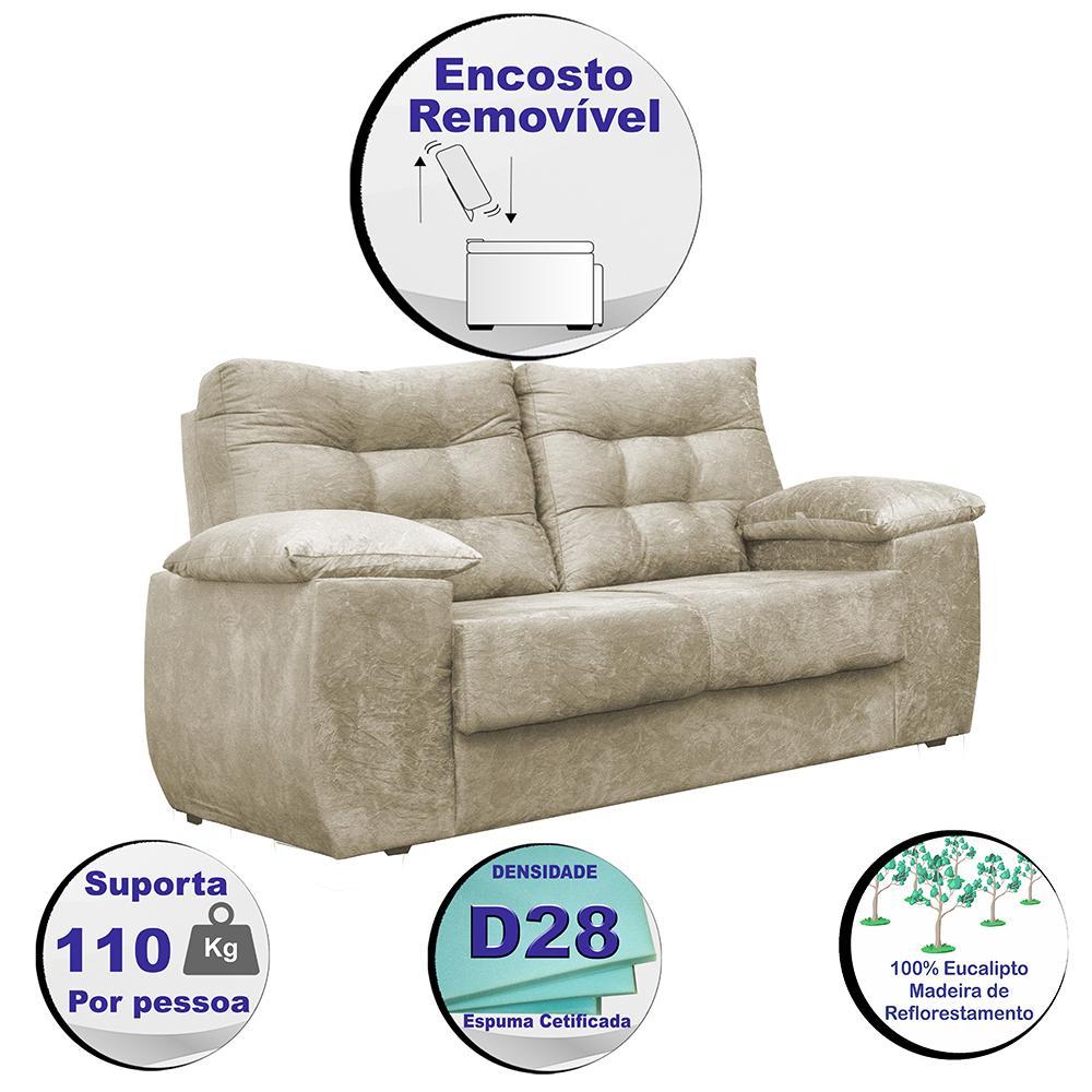 Sofá Luxemburgo 2 Lugares 1,52m Tecido Suede Bege - 3