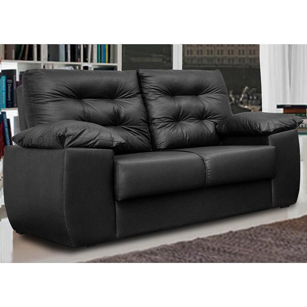 Sofá Luxemburgo 2 Lugares 1,52m Tecido Courino Preto - 1