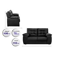 Sofá Luxemburgo 2 Lugares 1,52m Tecido Courino Preto - 2