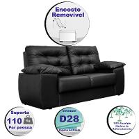 Sofá Luxemburgo 2 Lugares 1,52m Tecido Courino Preto - 3
