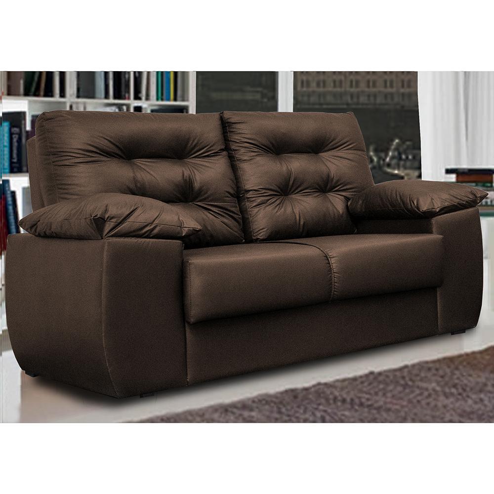 Sofá Luxemburgo 2 Lugares 1,52m Tecido Courino Marrom - 1
