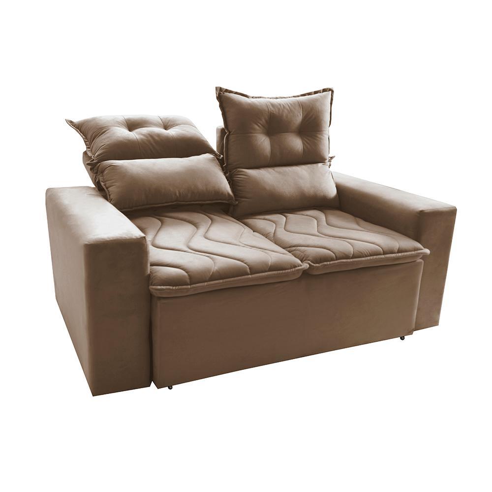 Sofá Retrátil e Reclinável 1,50m Cama inBox Smal com bordado pantográfico Suede Bege - 8