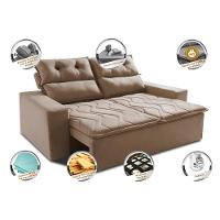 Sofá Retrátil e Reclinável 1,50m Cama inBox Smal com bordado pantográfico Suede Bege - 3