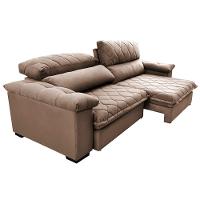 Sofá Retrátil e Reclinável 2,15m Molas Ensacadas Cama inBox Big Home com Bordado 3D Velusoft Castor - 8
