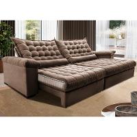 Sofá Retrátil e Reclinável 2,15m Molas Ensacadas Cama inBox Big Space com Bordado 3D Velusoft Castor - 1