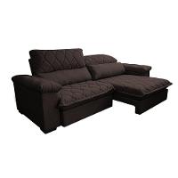 Sofá Retrátil e Reclinável 2,15m Molas Ensacadas Cama inBox Big Home com Bordado 3D Linho Marrom - 8