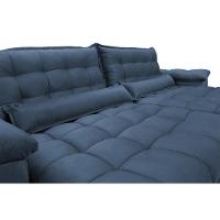 Sofá Retrátil e Reclinável 2,12m com Molas Ensacadas Cama inBox Aconchego Tecido Suede Azul