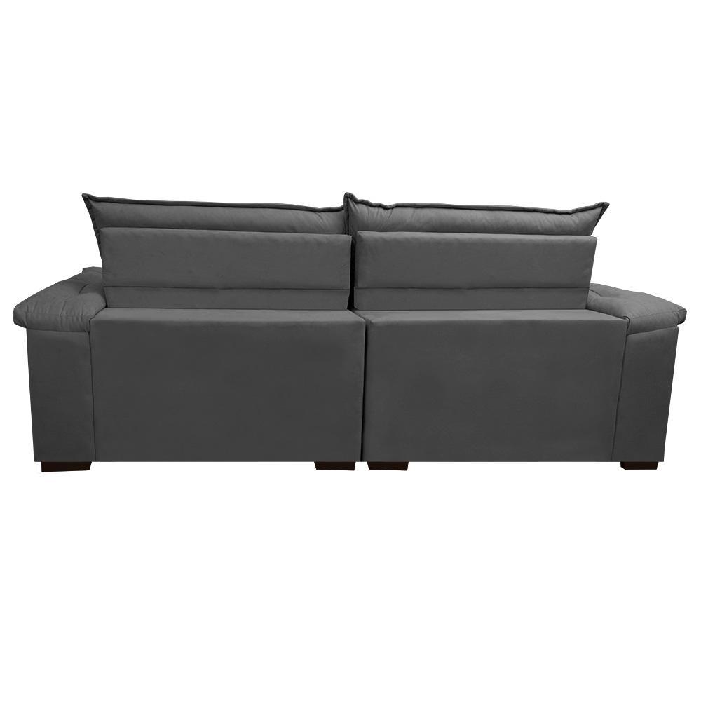 Sofá Retrátil e Reclinável 2,12m Molas Ensacadas Cama inBox Alemanha com Espuma Viscoelástico Velusoft Cinza - 6