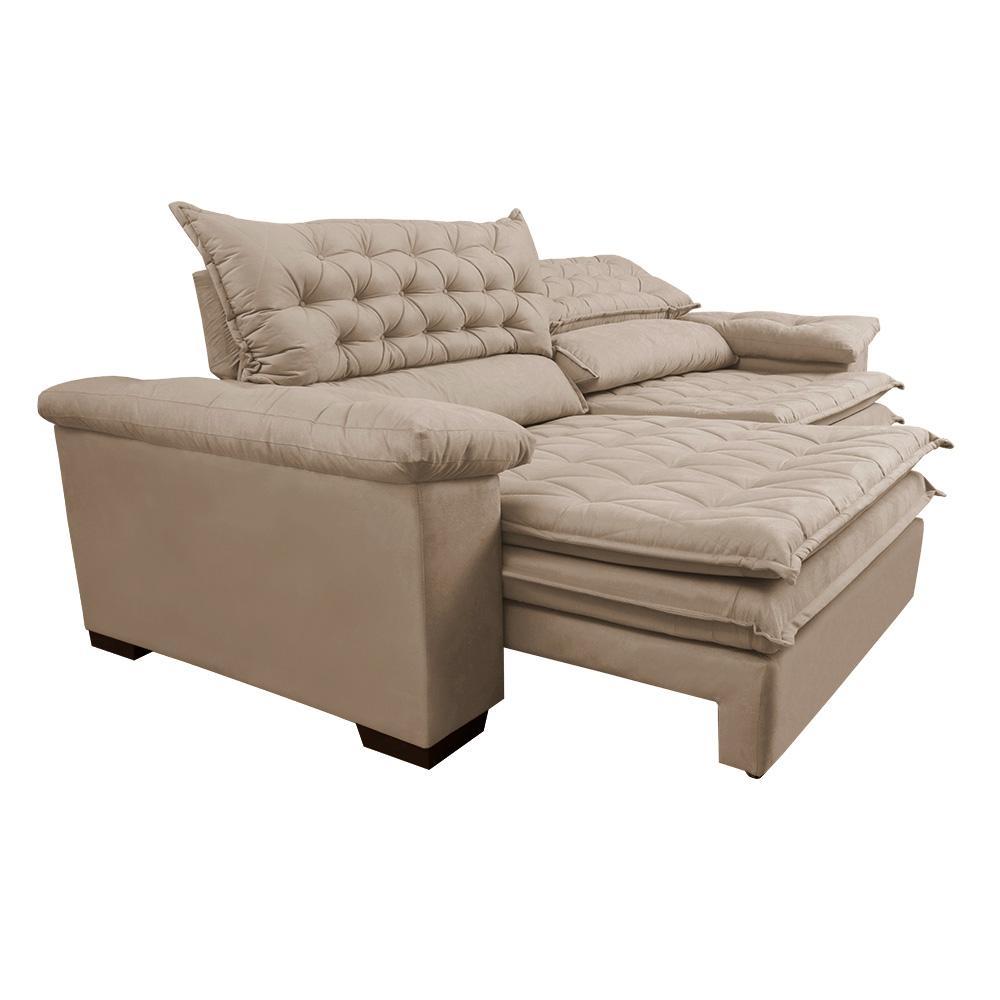 Sofá Retrátil e Reclinável 2,12m Molas Ensacadas Cama inBox Alemanha com Espuma Viscoelástico Velusoft Bege - 7