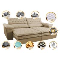 Sofá Retrátil e Reclinável 2,12m Molas Ensacadas Cama inBox Alemanha com Espuma Viscoelástico Velusoft Bege - 3