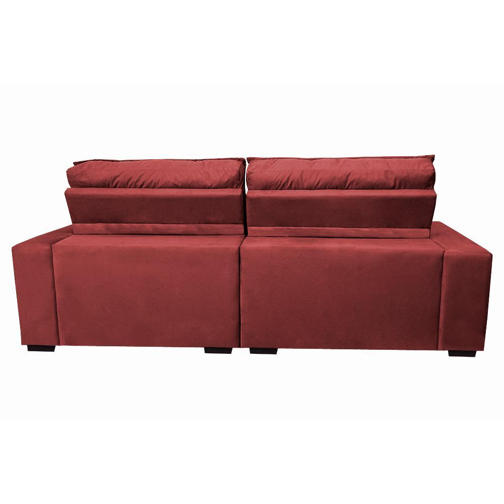Sofá Retrátil e Reclinável 2,12m Molas Ensacadas Cama inBox Catar Velusoft Vermelho - 6