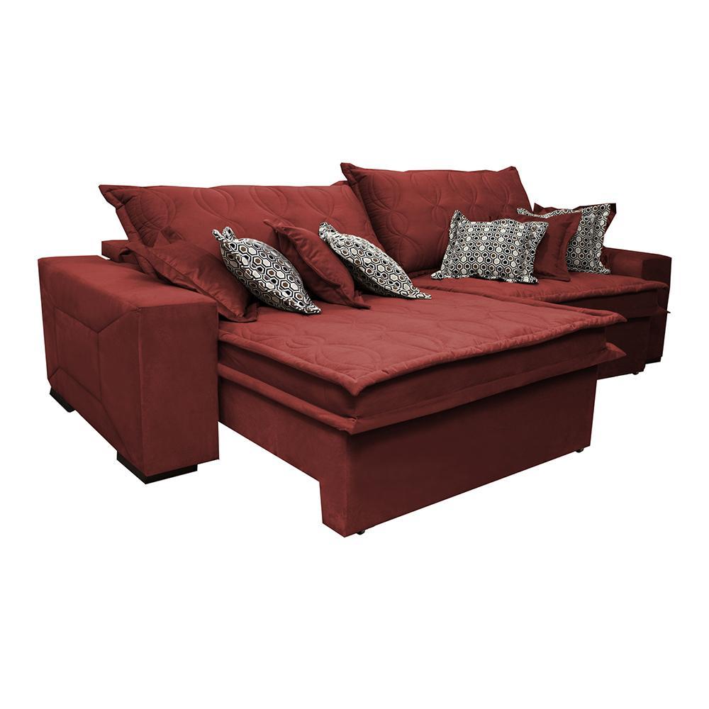 Sofá Retrátil e Reclinável 2,12m com Molas Ensacadas Cama Inbox Supreme Tecido Velusoft Vermelho - 7