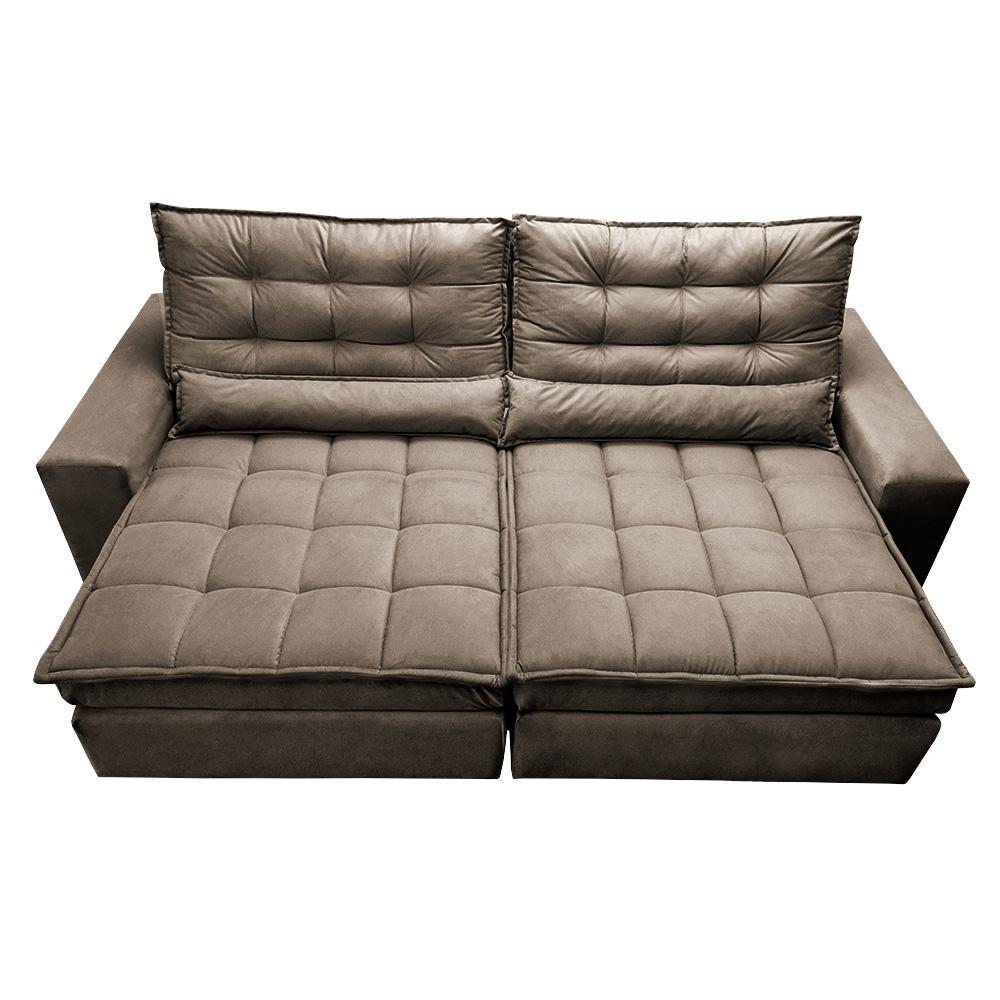 Sofá Retrátil e Reclinável 2,12m Molas Ensacadas Cama inBox Catar Velusoft Castor - 5