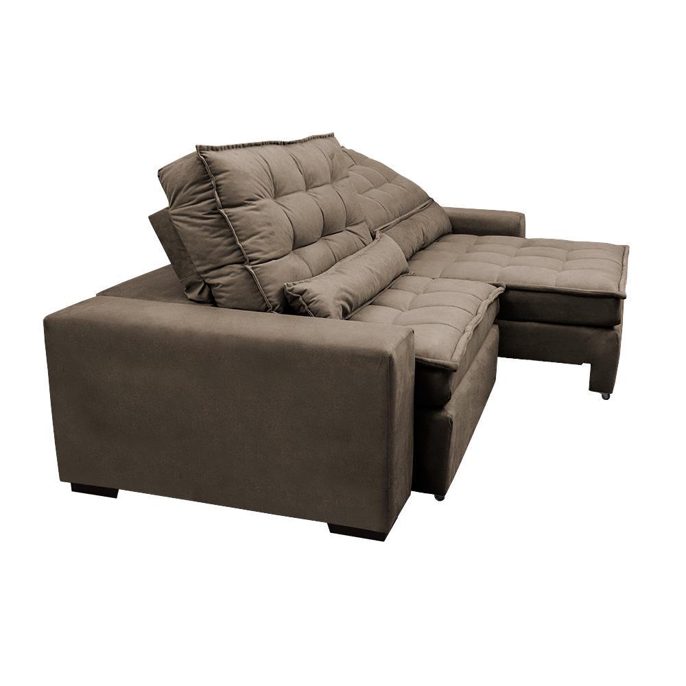 Sofá Retrátil e Reclinável 2,12m Molas Ensacadas Cama inBox Catar Velusoft Castor - 8