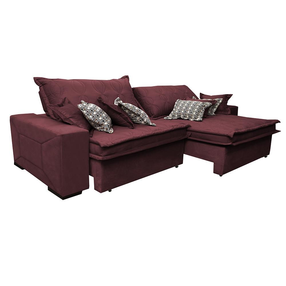 Sofá Retrátil e Reclinável 2,12m com Molas Ensacadas Cama Inbox Supreme Tecido Suede Velusoft Vinho - 8