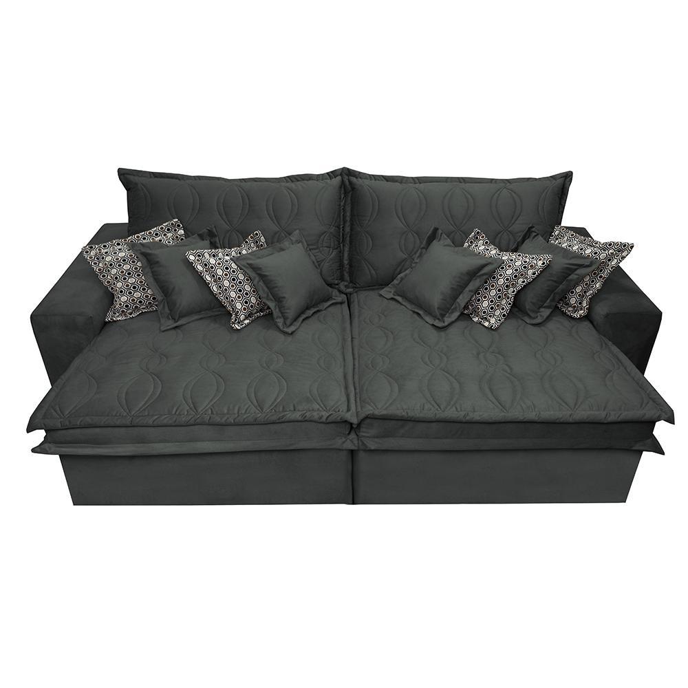 Sofá Retrátil e Reclinável 2,12m com Molas Ensacadas Cama Inbox Supreme Tecido Suede Velusoft Cinza - 5