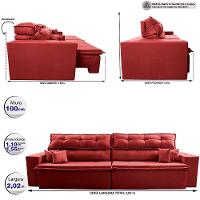 Sofá Retrátil e Reclinável 2,02m Luxos Cama inBox Velusoft Vermelho - 3