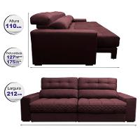 Sofá Retrátil e Reclinável 2,12m Molas Ensacadas Cama inBox Brasil Velusoft Vinho - 2